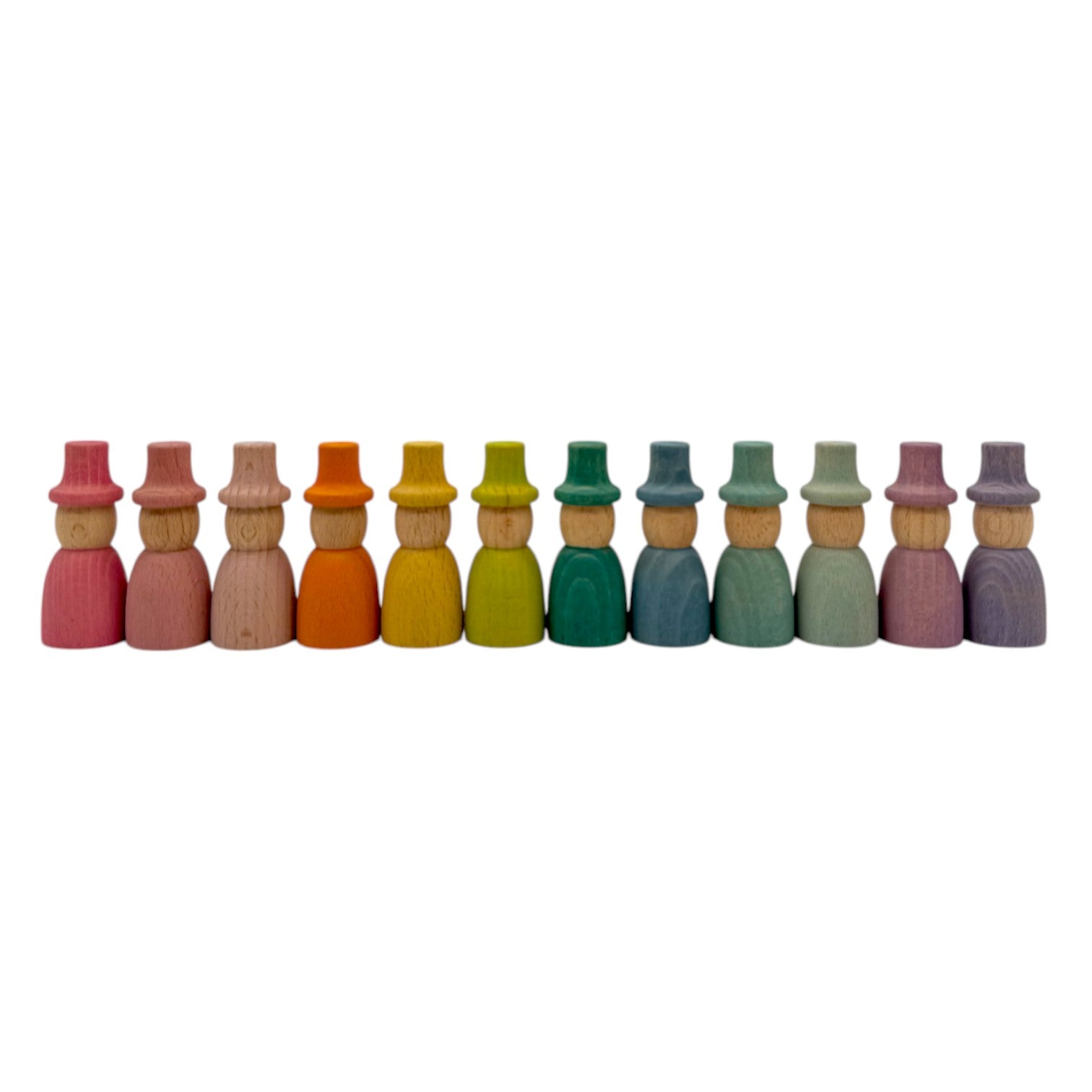 Rainbow & Pastel Wooden Peg Dolls Collection – 5 Styles - The Nurturing Nook