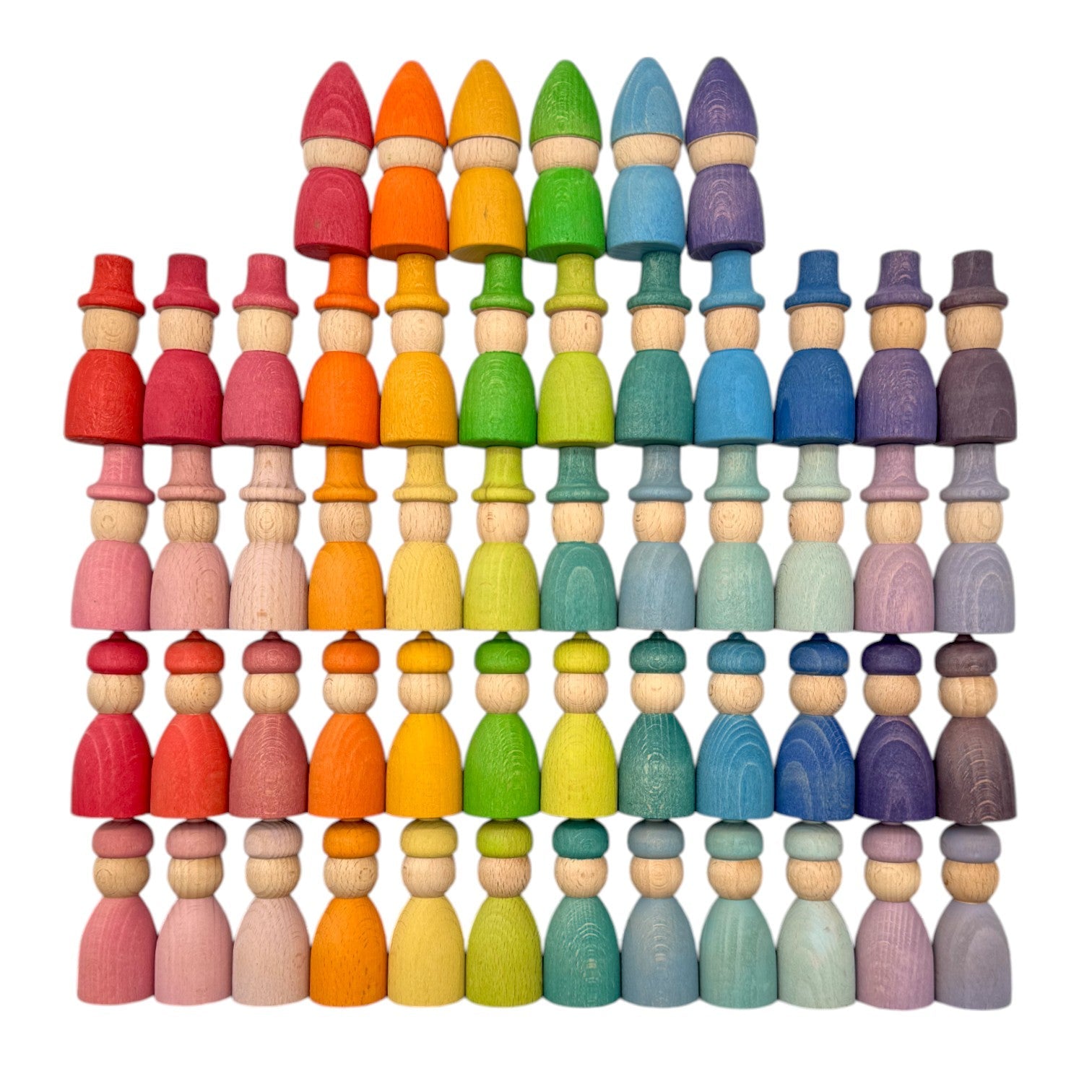 Rainbow & Pastel Wooden Peg Dolls Collection – 5 Styles - The Nurturing Nook