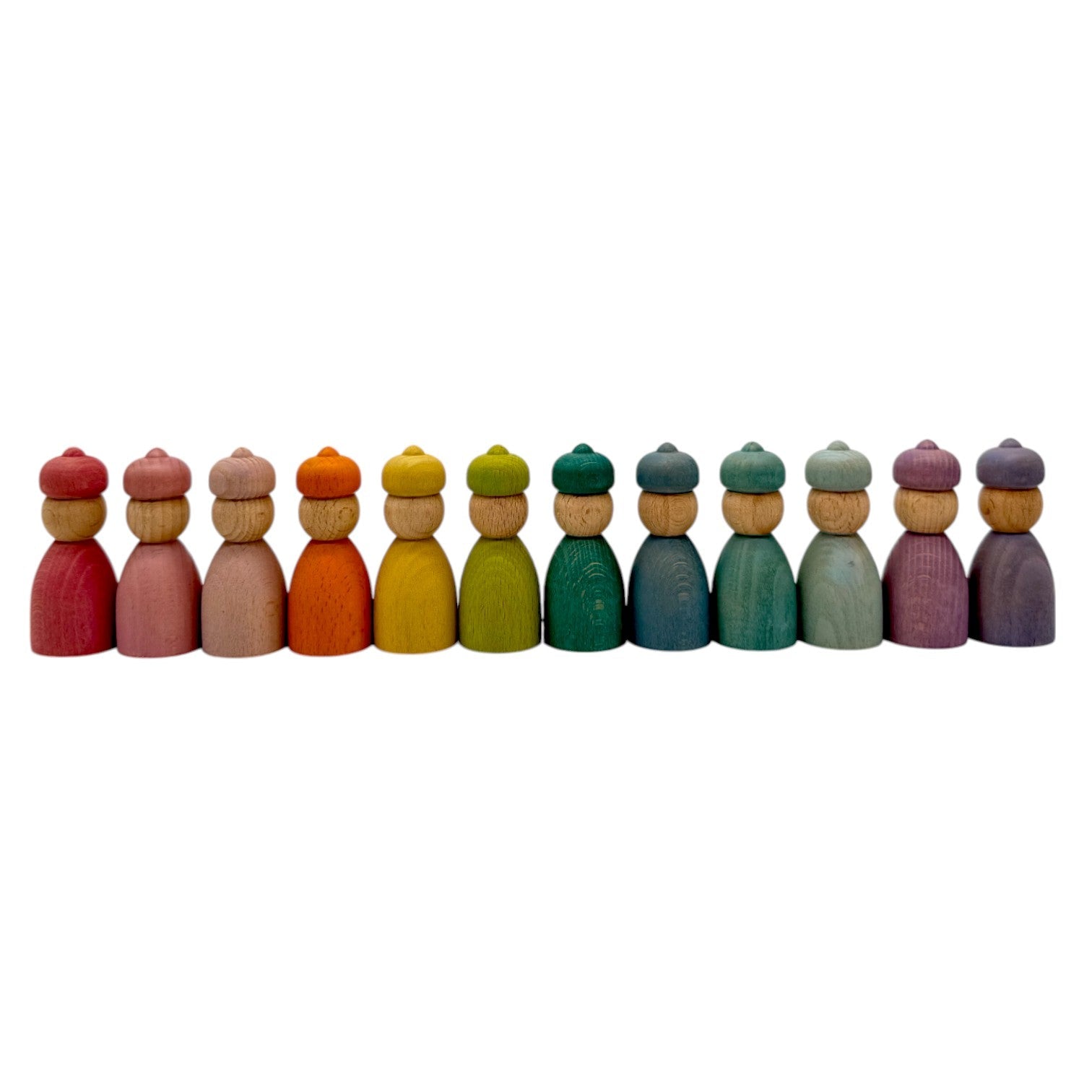 Rainbow & Pastel Wooden Peg Dolls Collection – 5 Styles - The Nurturing Nook