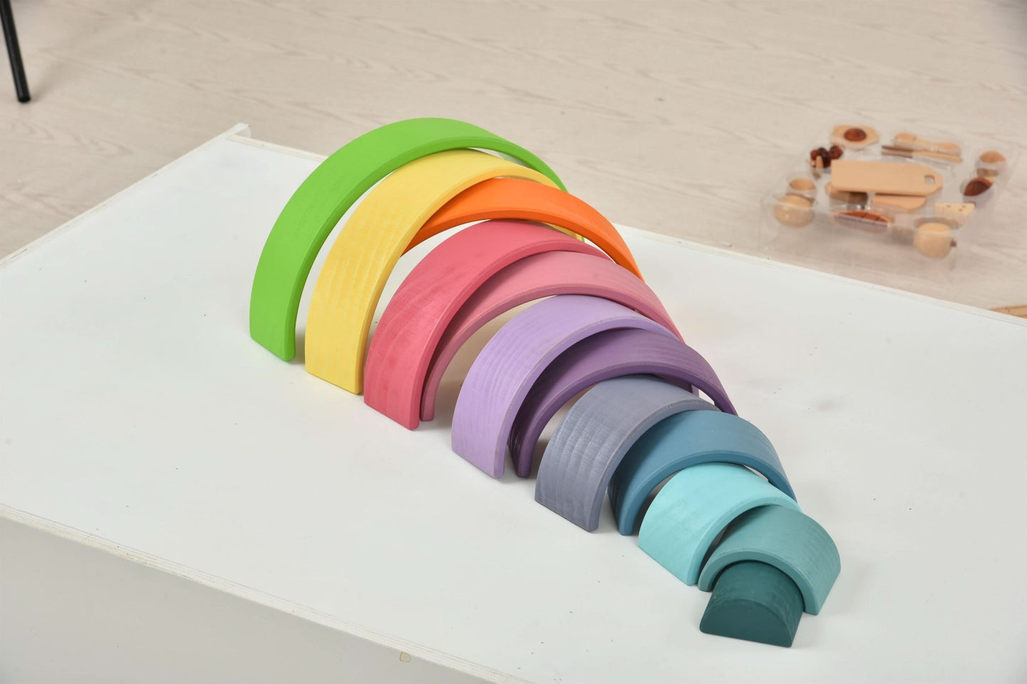 Rainbow wooden blocks for toddlers – Montessori stacking set - The Nurturing Nook