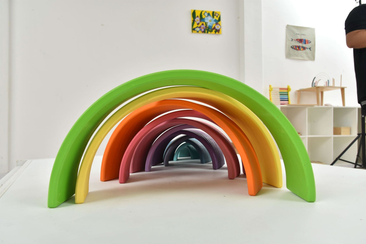Rainbow wooden blocks for toddlers – Montessori stacking set - The Nurturing Nook