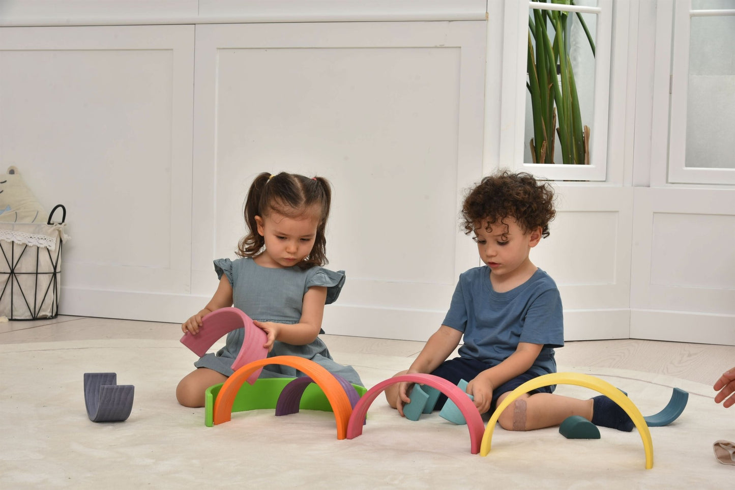 Rainbow wooden blocks for toddlers – Montessori stacking set - The Nurturing Nook