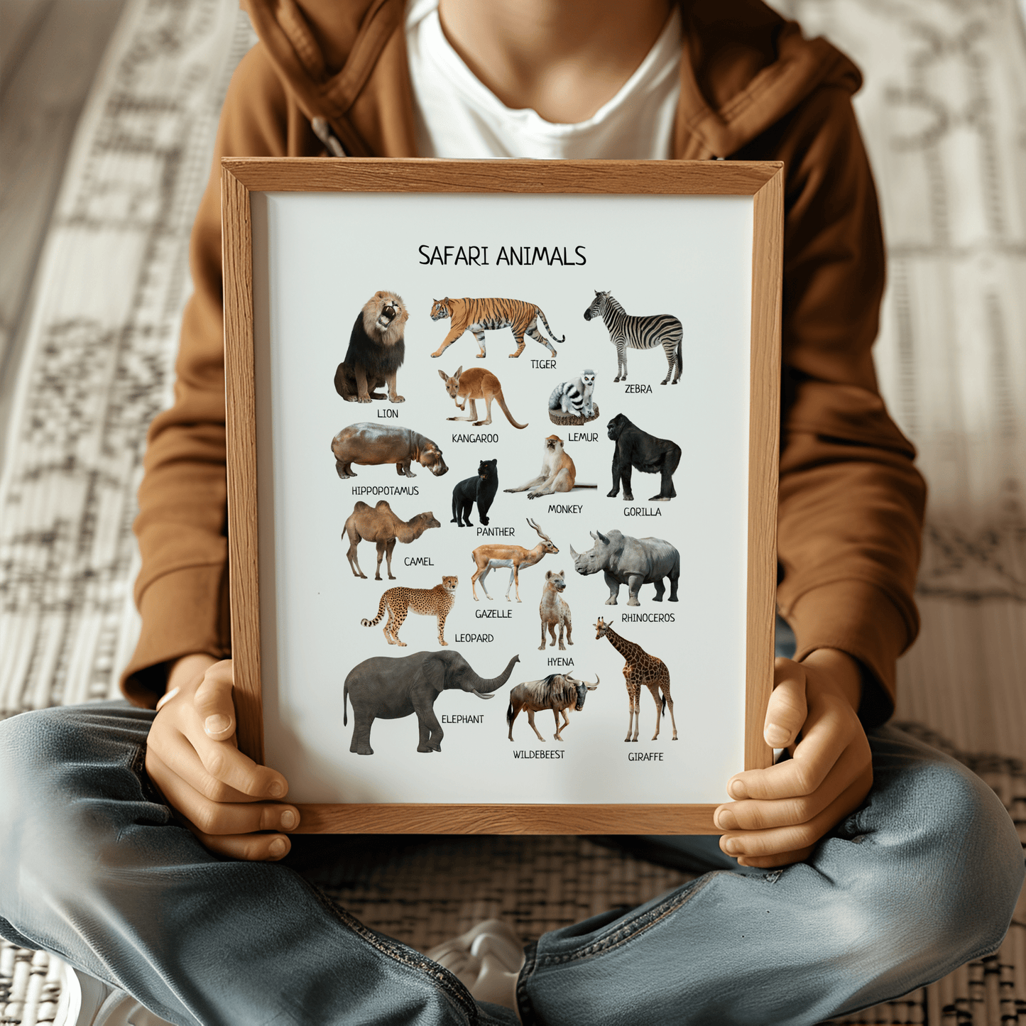 Safari Animals Educational Poster - Montessori Printable Decor for Classroom, Nursery & Kids’ Room | Digital Download - The Nurturing Nook