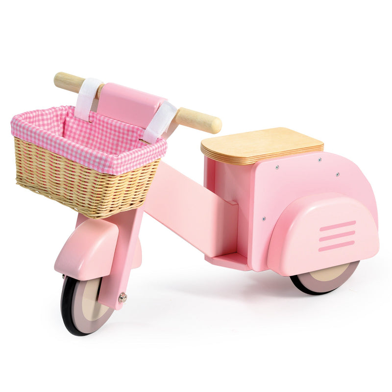 Tender Leaf pink ride-on scooter with basket for toddlers