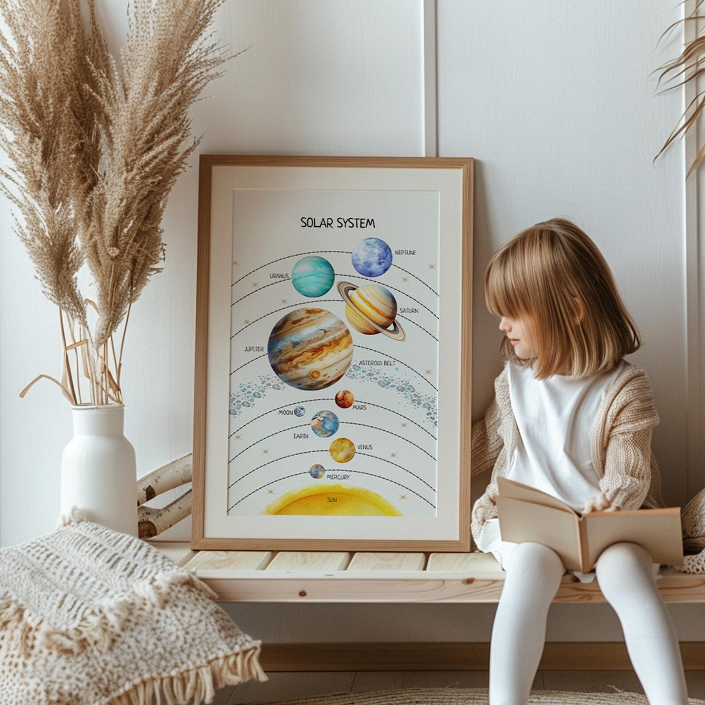Solar System Poster - Educational Space Wall Art for Kids’ Room, Montessori Classroom & Nursery Decor | Digital Download - The Nurturing Nook