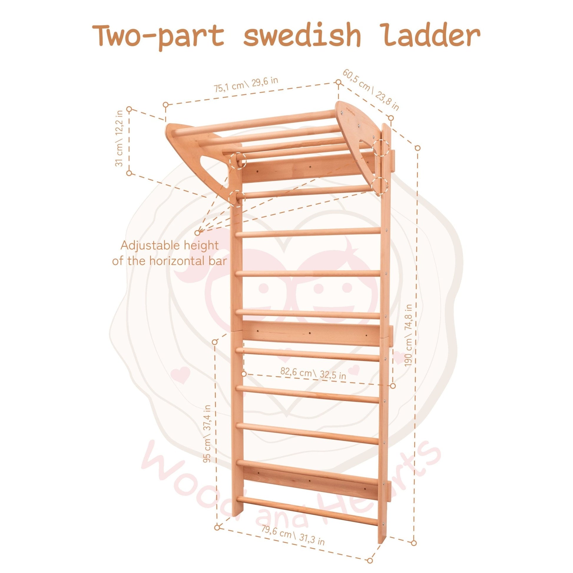 Swedish wall – with optional climbing and gym accessories - The Nurturing Nook
