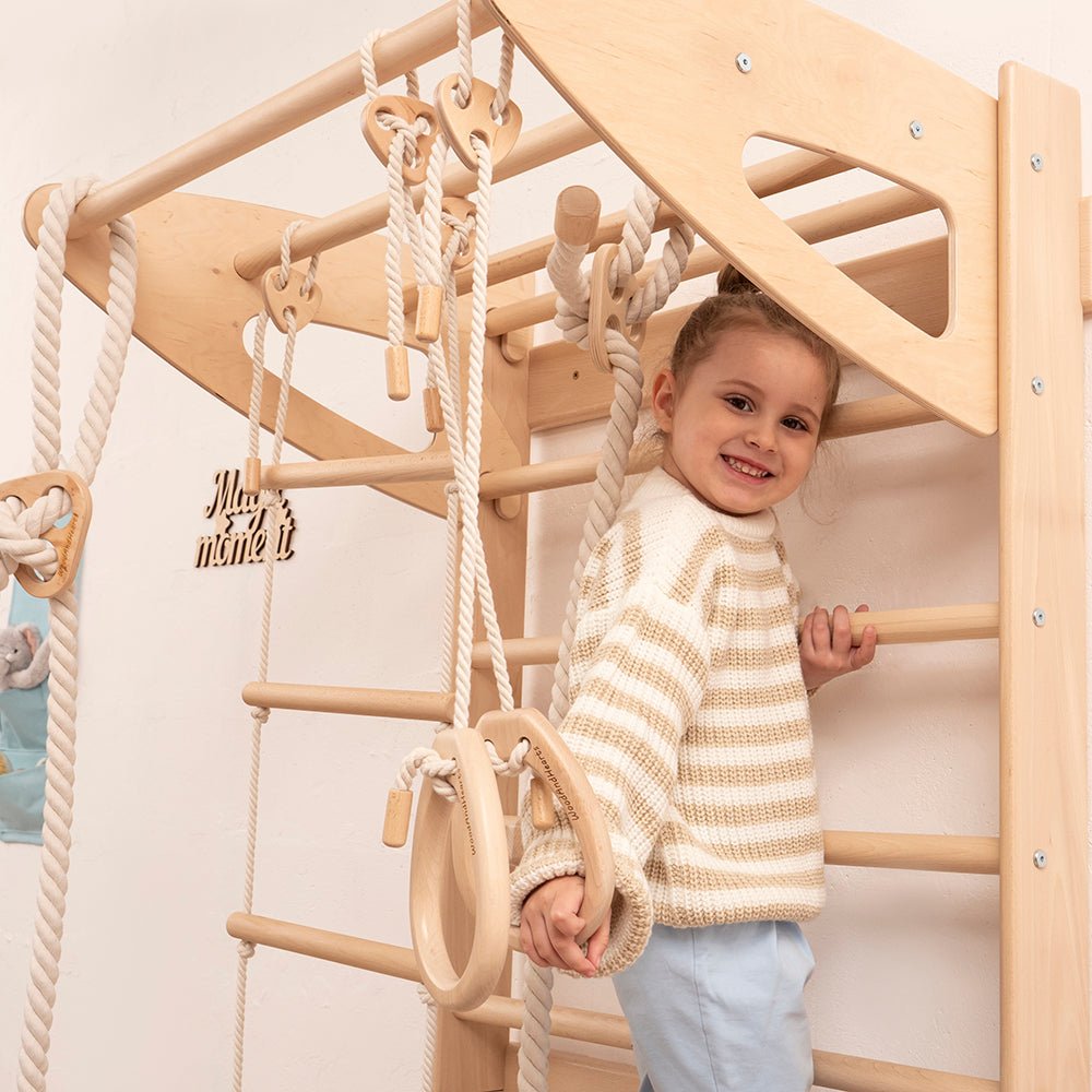 Swedish wall – with optional climbing and gym accessories - The Nurturing Nook