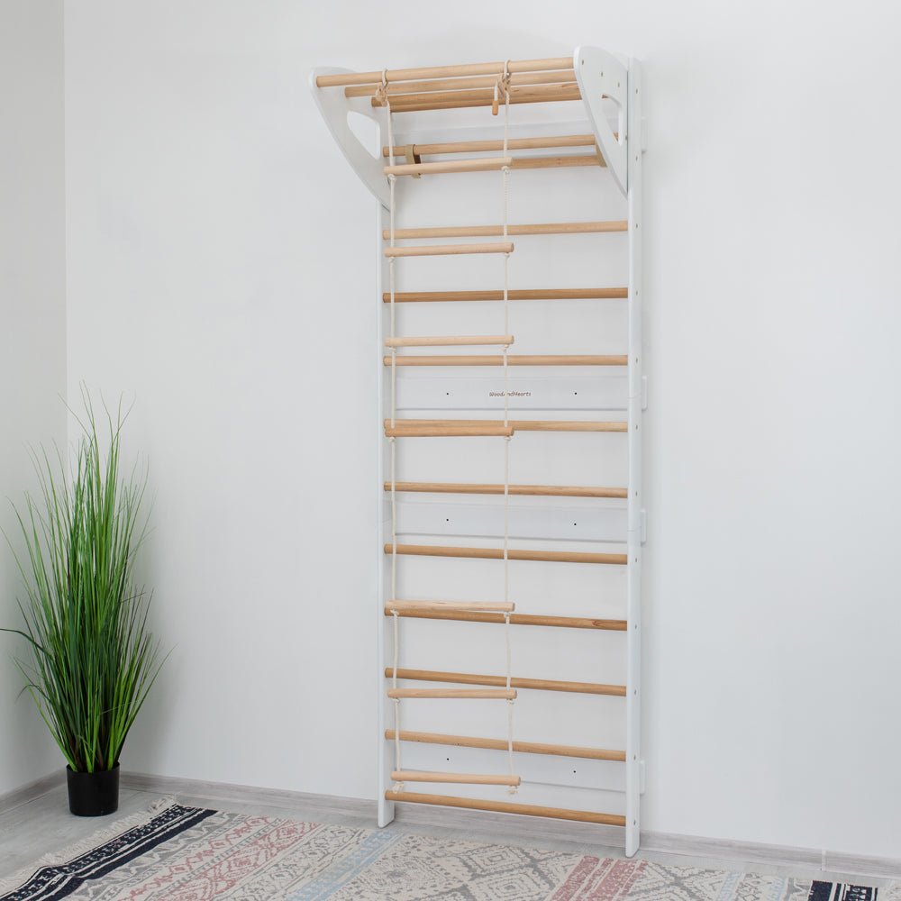 Swedish wall – with optional climbing and gym accessories - The Nurturing Nook