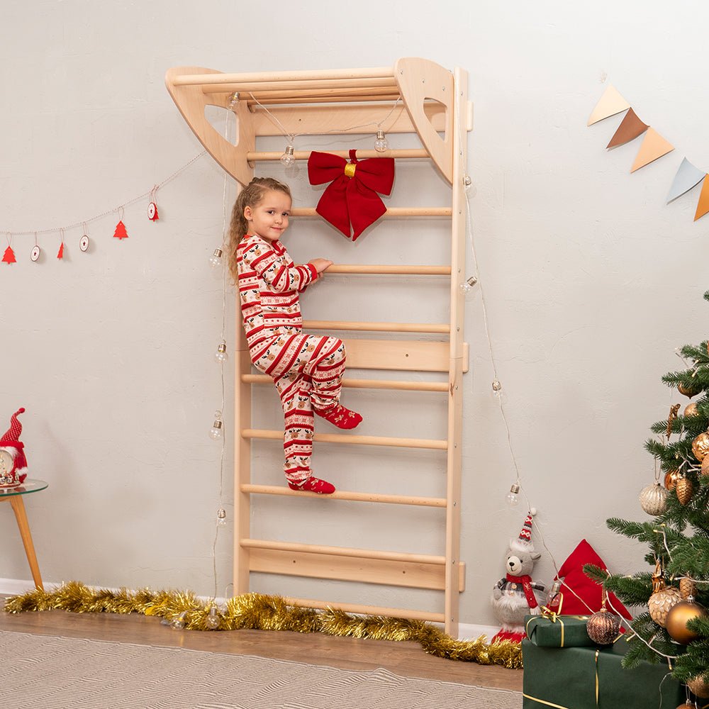 Swedish wall – with optional climbing and gym accessories - The Nurturing Nook