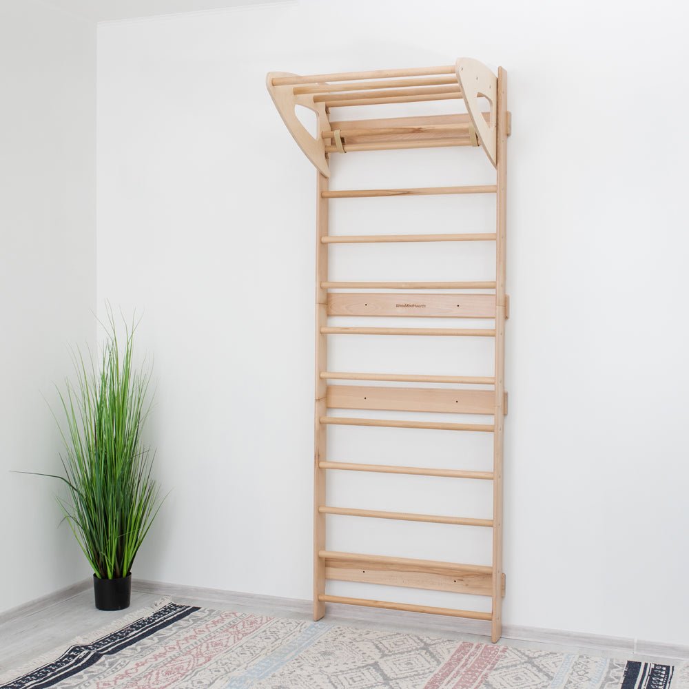 Swedish wall – with optional climbing and gym accessories - The Nurturing Nook