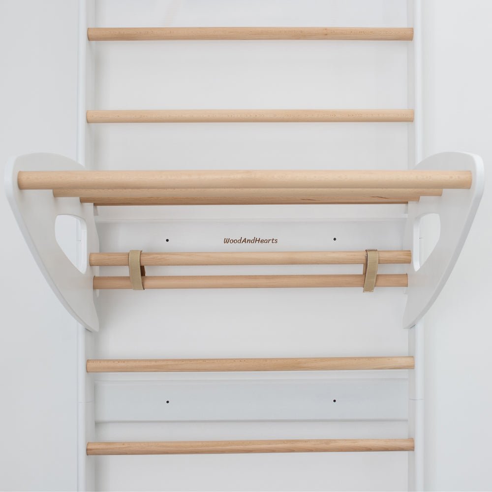 Swedish wall – with optional climbing and gym accessories - The Nurturing Nook