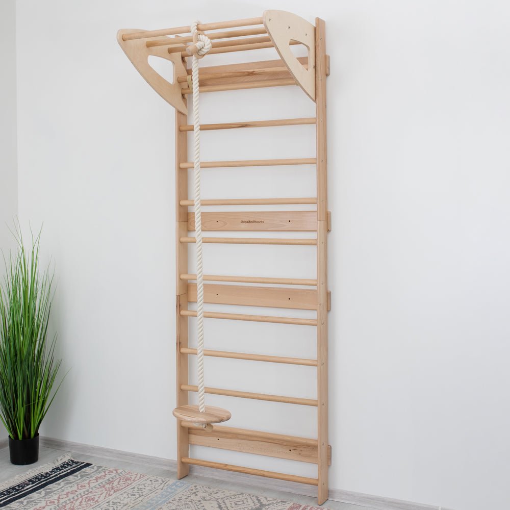 Swedish wall – with optional climbing and gym accessories - The Nurturing Nook