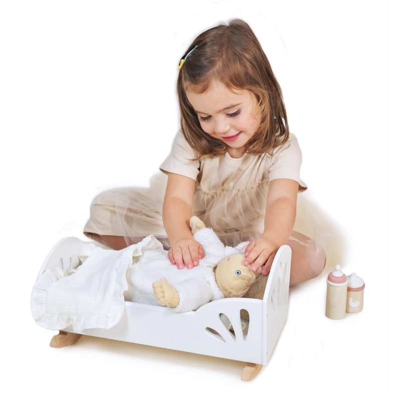 Tender Leaf wooden sweet swan dolly bed with accessories