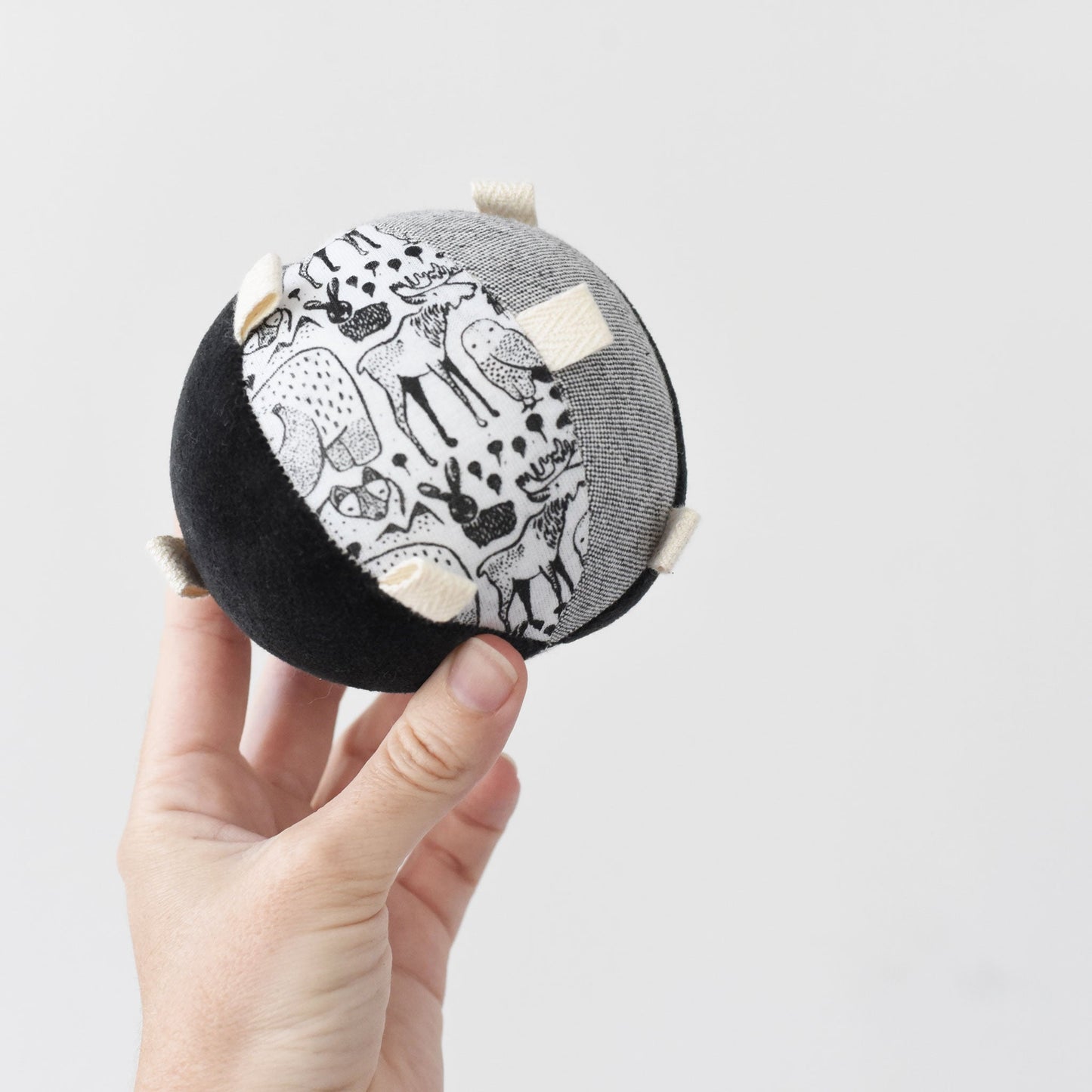 Taggy ball – nordic animals sensory rattle for babies - The Nurturing Nook