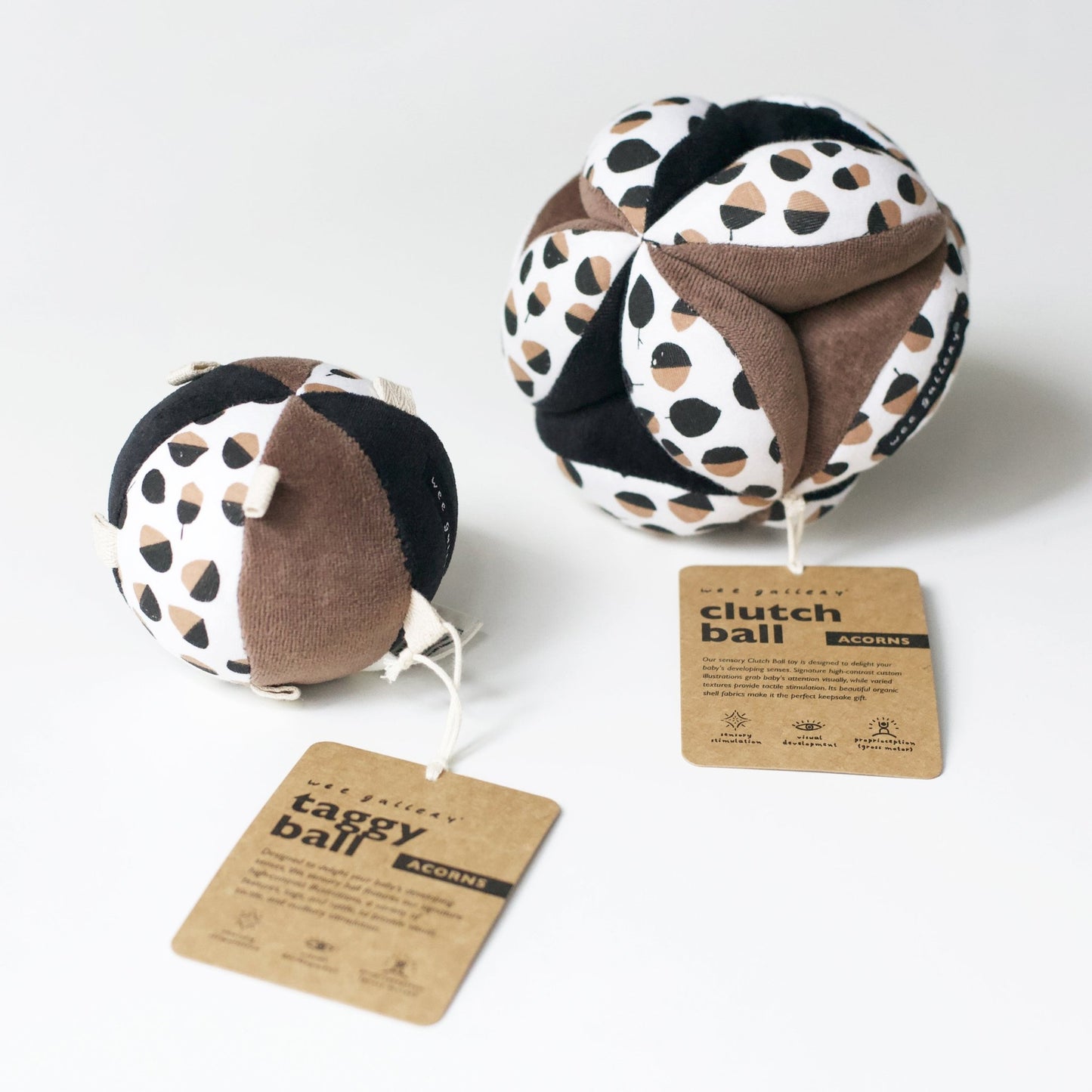 Taggy Ball with Rattle - Acorn - The Nurturing Nook