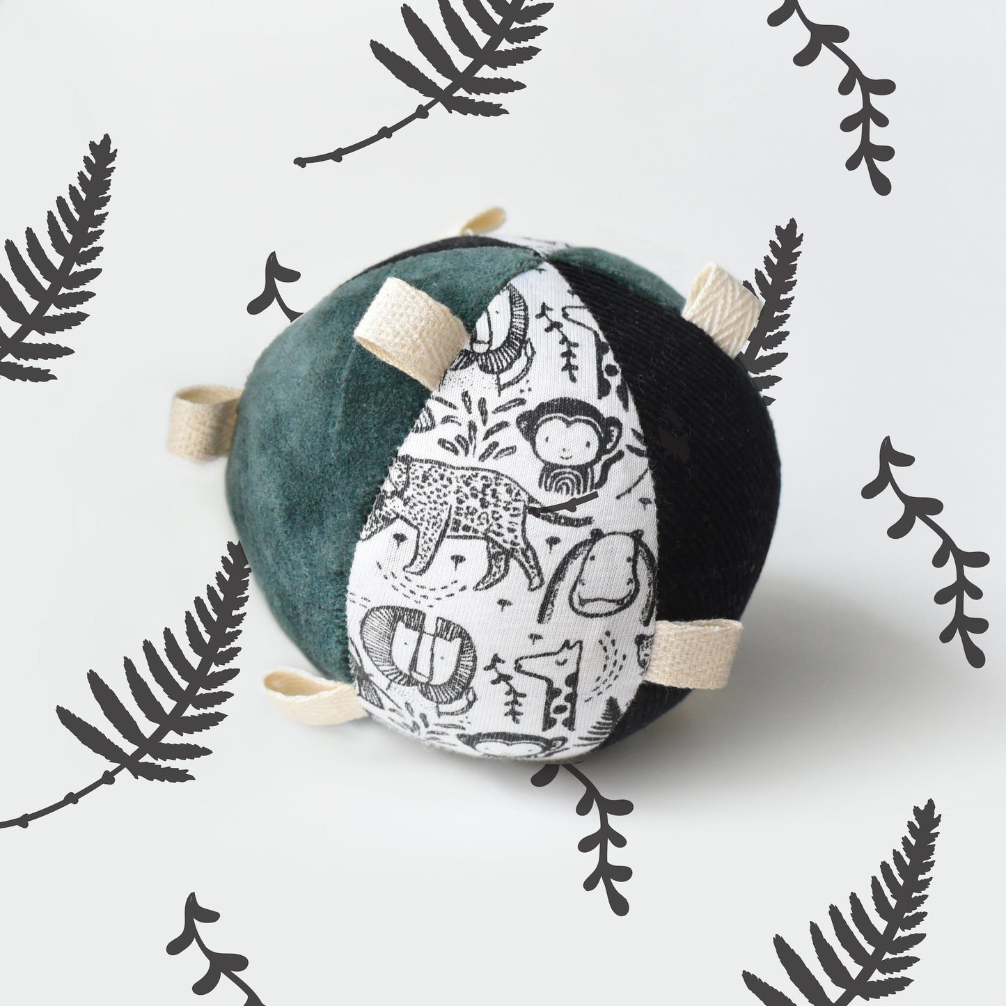Taggy Ball with Rattle - Wild - The Nurturing Nook