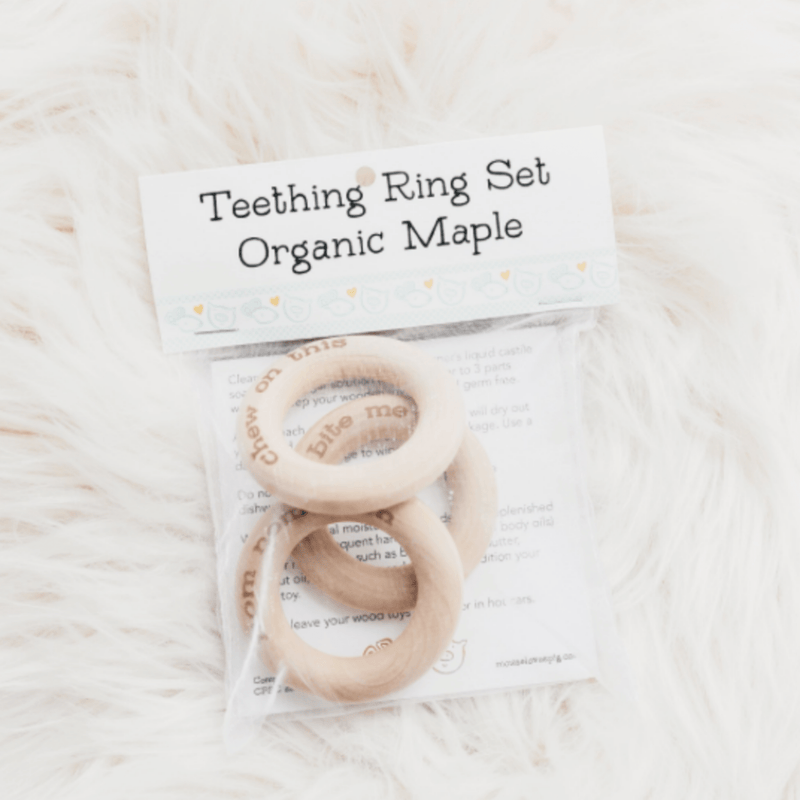Teething rings – organic wooden teether for babies, funny baby gift