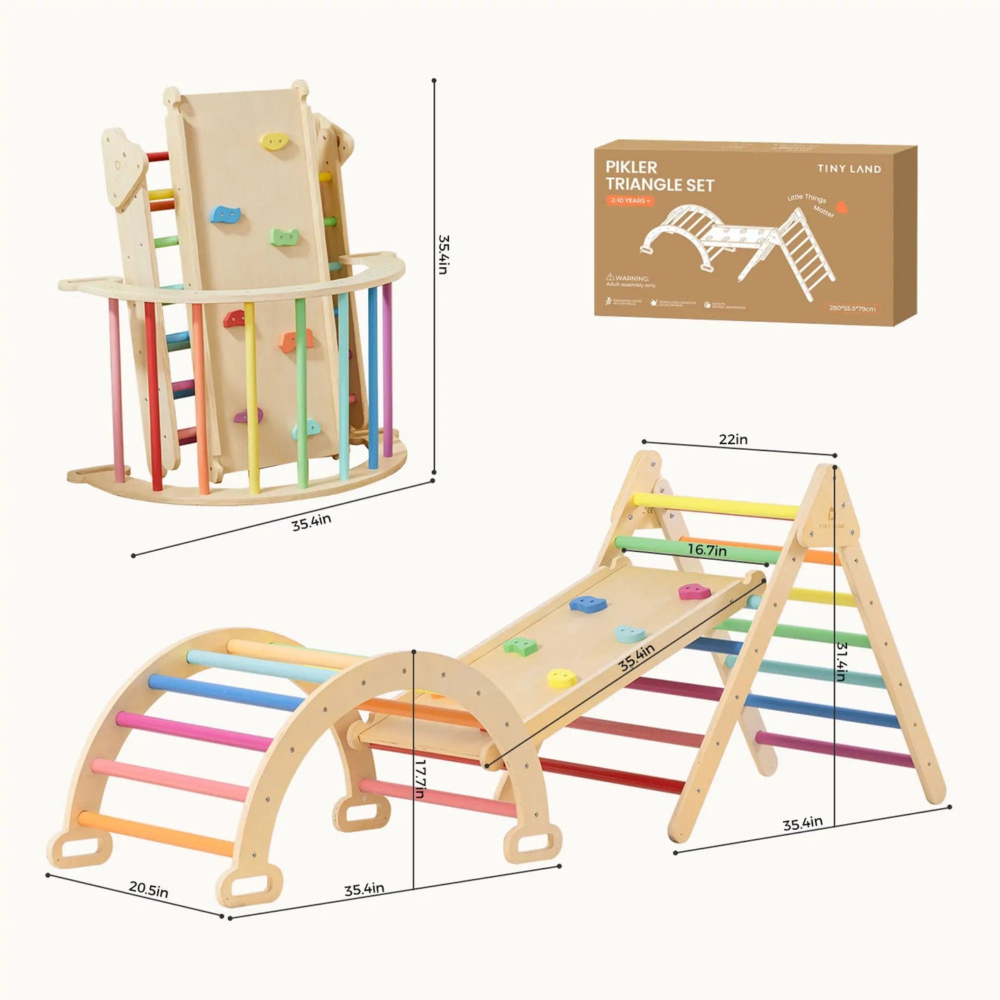Tiny Land® 7 - in - 1 Rainbow Climbing Set - The Nurturing Nook