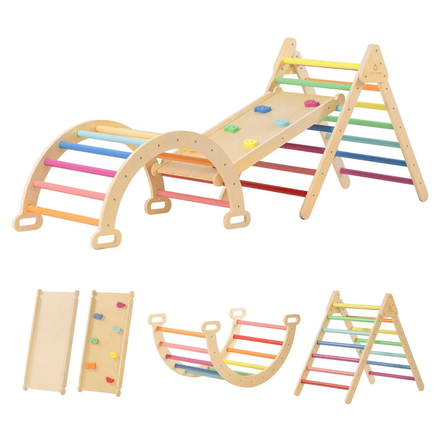 Tiny Land® 7 - in - 1 Rainbow Climbing Set - The Nurturing Nook
