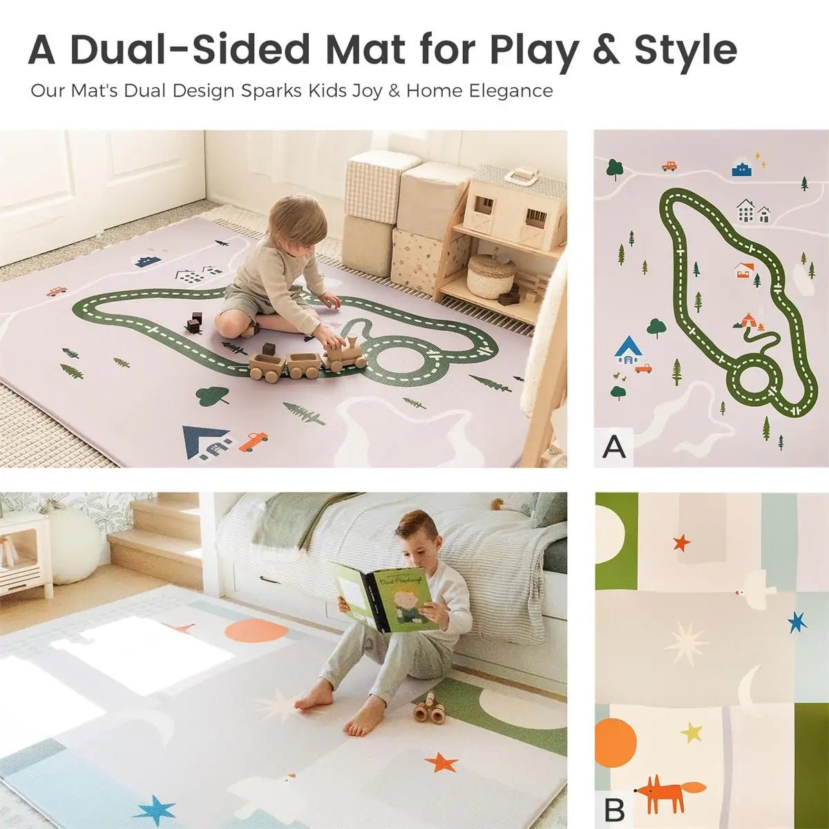 Tiny Land® Double - Sided Baby Playmat Forest Track Wonder - The Nurturing Nook