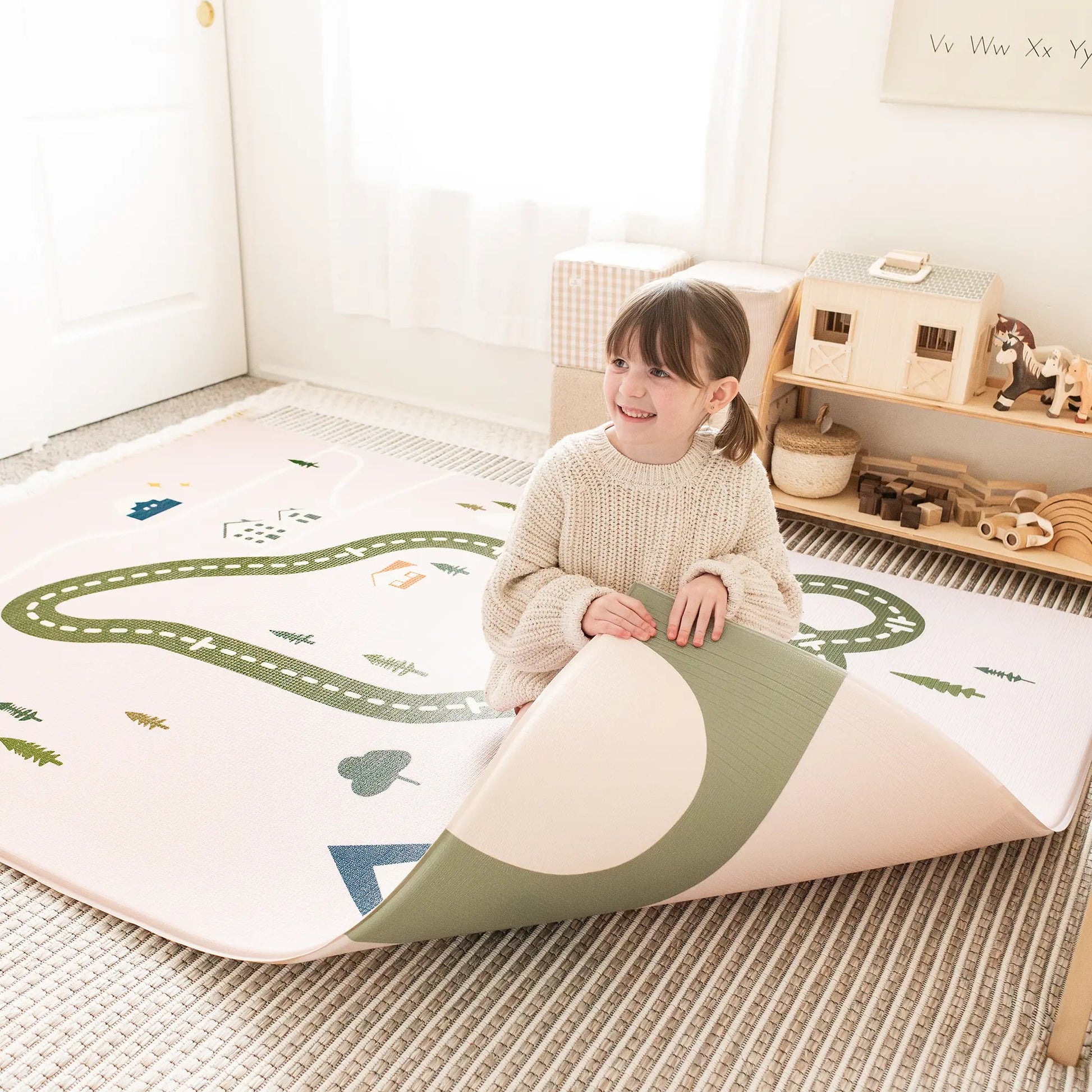 Tiny Land® Double - Sided Baby Playmat Forest Track Wonder - The Nurturing Nook