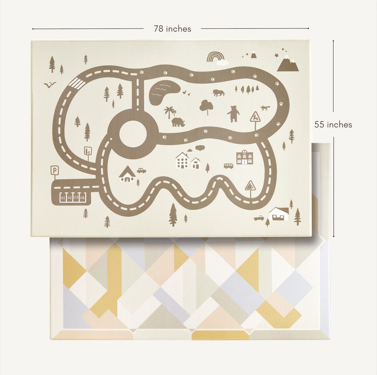 Tiny Land® Double - Sided Baby Playmat Urban Zoo Adventure - The Nurturing Nook