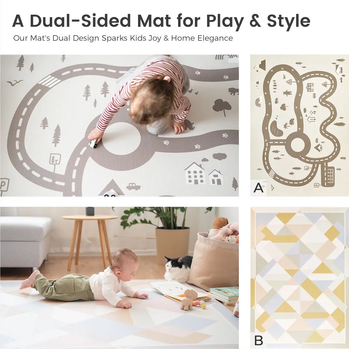 Tiny Land® Double - Sided Baby Playmat Urban Zoo Adventure - The Nurturing Nook