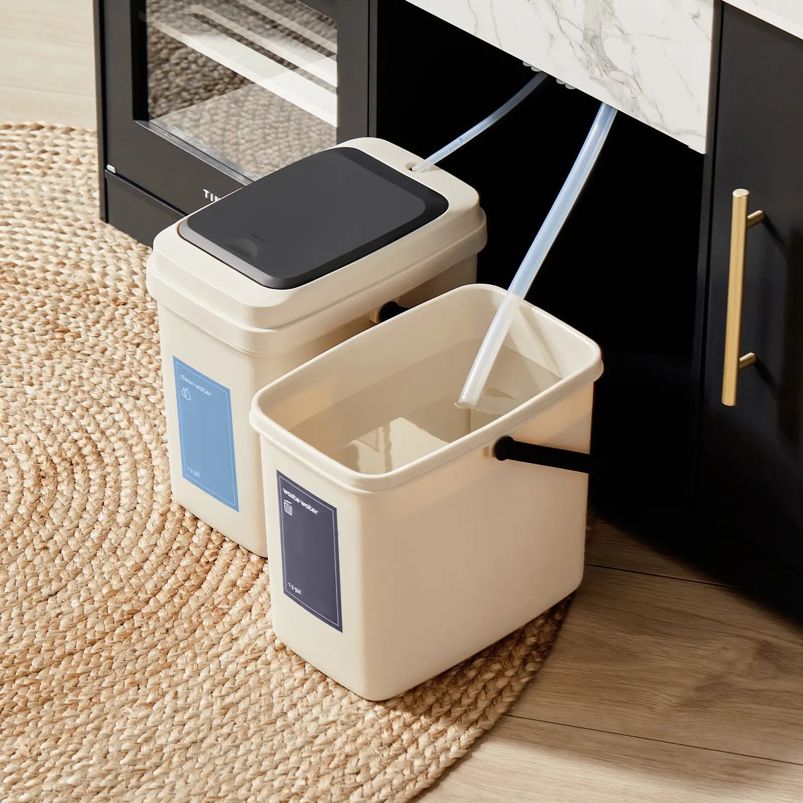 Tiny Land® Iconic Aqua Kitchen with Real - Flow Water System - Black - The Nurturing Nook