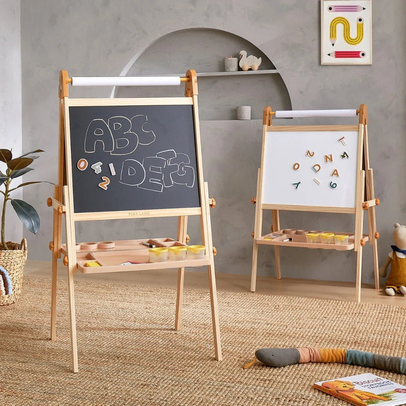Tiny Land® Magnetic easel for kids – wooden art board