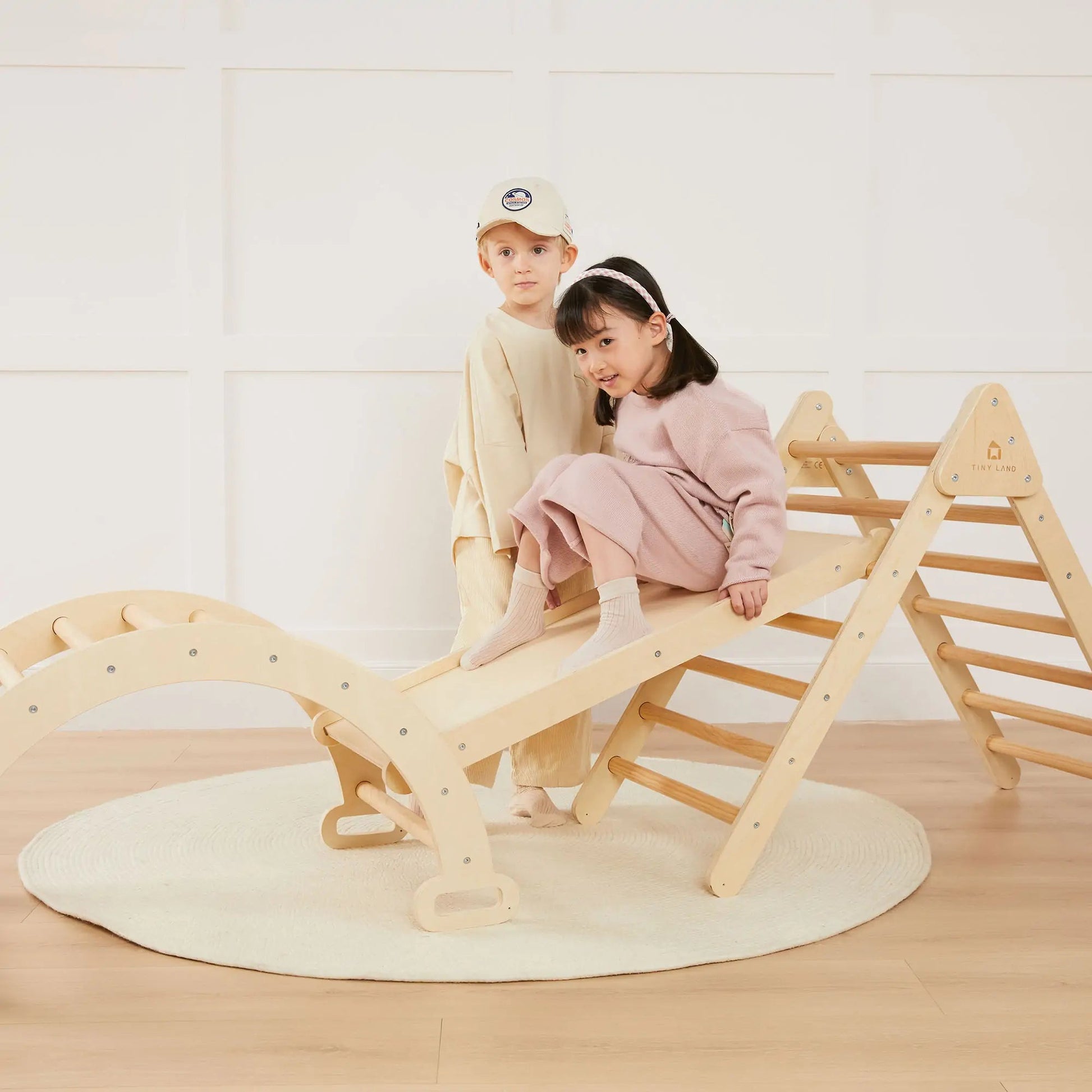 Tiny Land® Montessori climbing set – Pikler triangle with slide - The Nurturing Nook