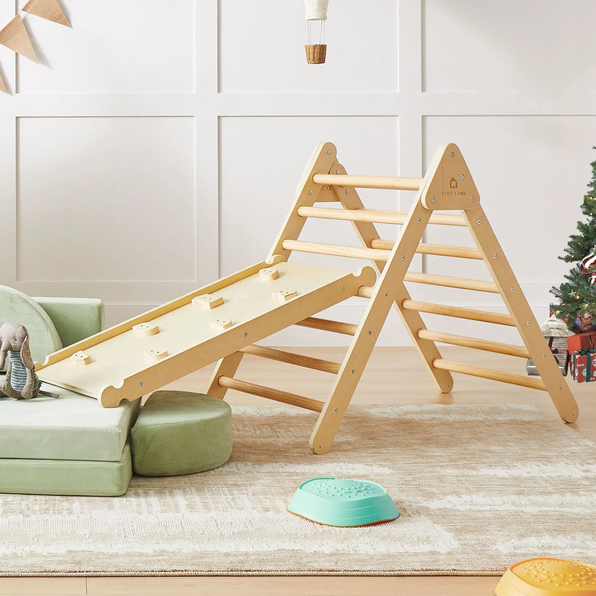 Tiny Land® Montessori climbing set – Pikler triangle with slide - The Nurturing Nook
