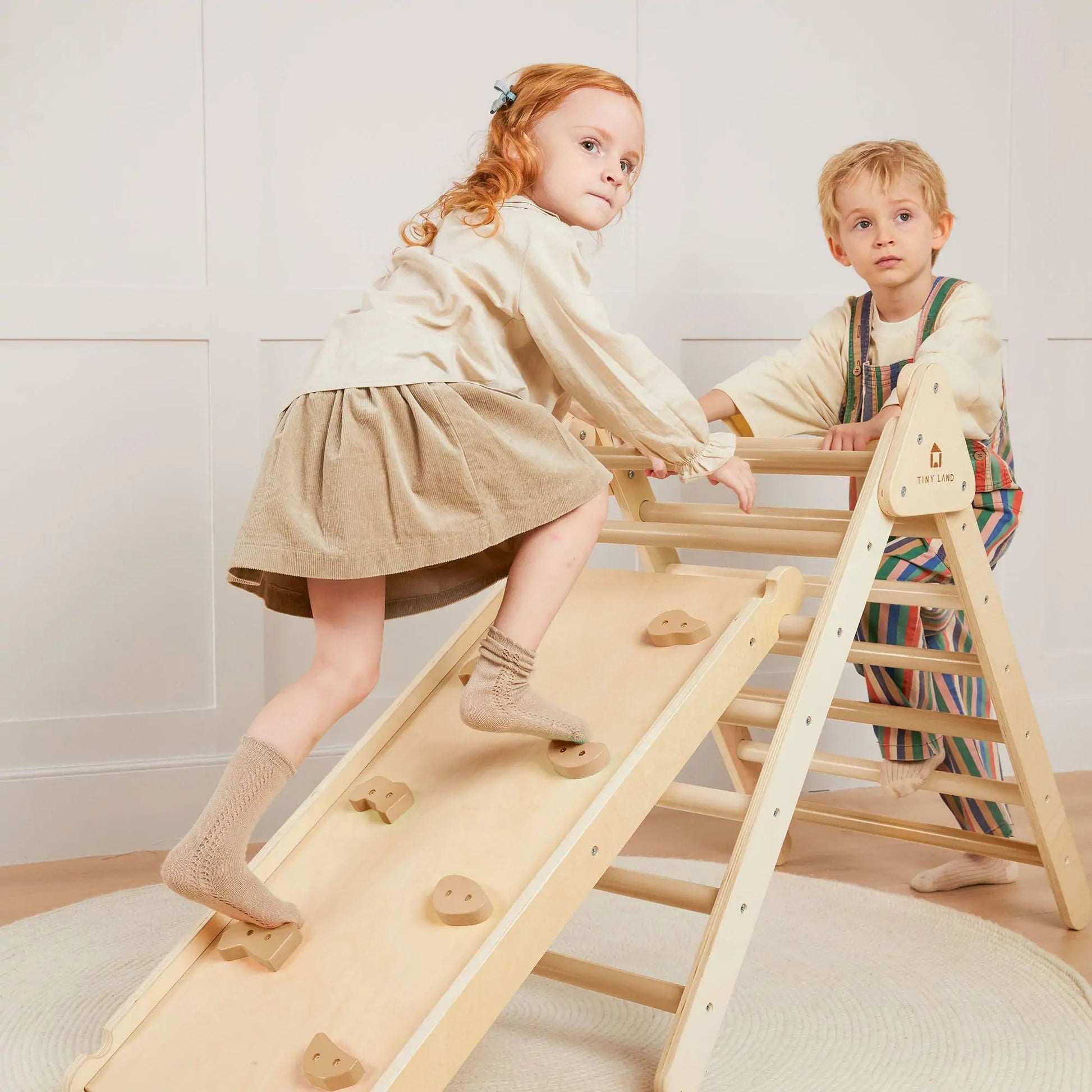 Tiny Land® Montessori climbing set – Pikler triangle with slide - The Nurturing Nook