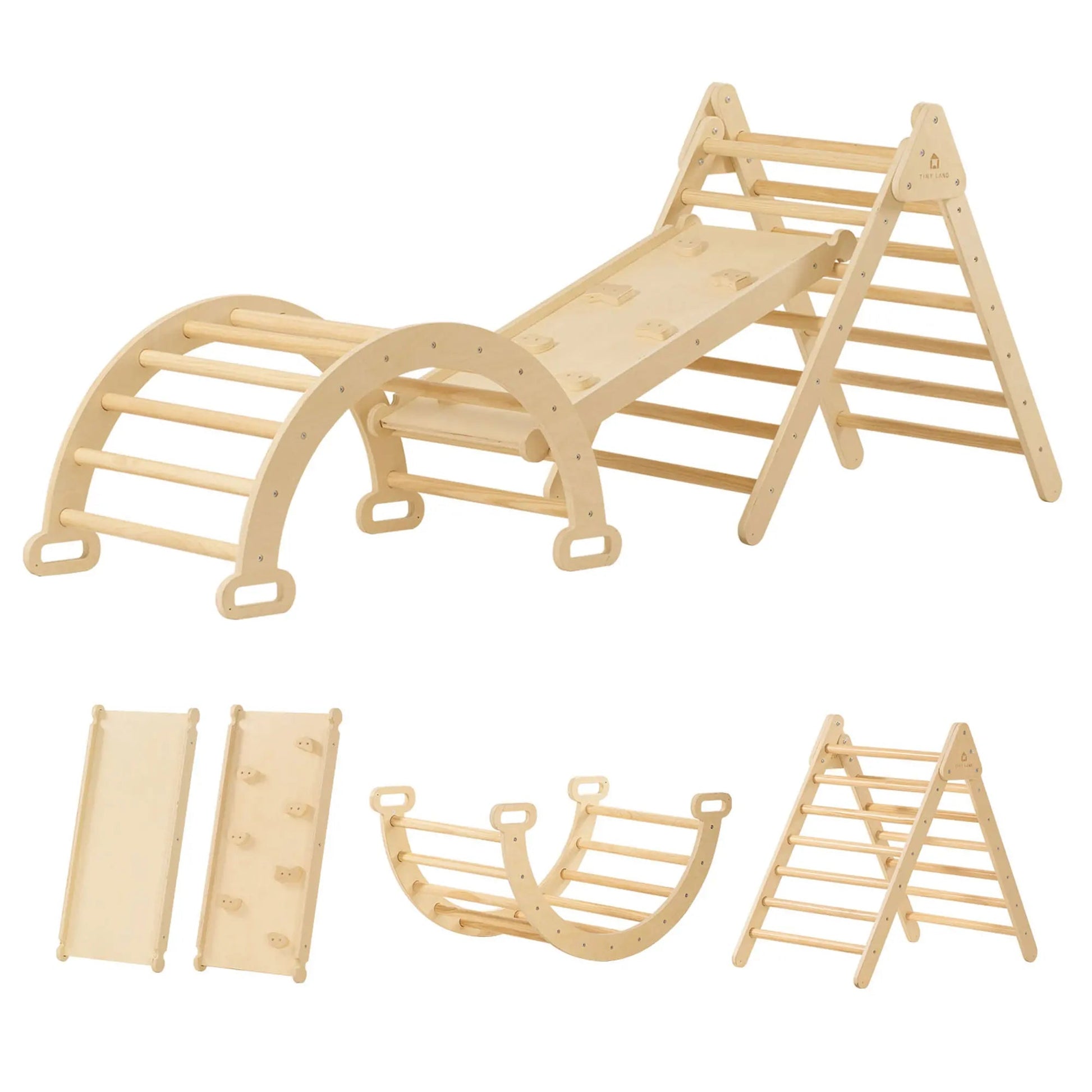 Tiny Land® Montessori climbing set – Pikler triangle with slide - The Nurturing Nook