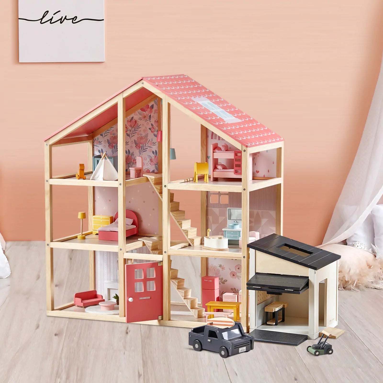 Tiny Land® Wooden Dollhouse - Garage - The Nurturing Nook