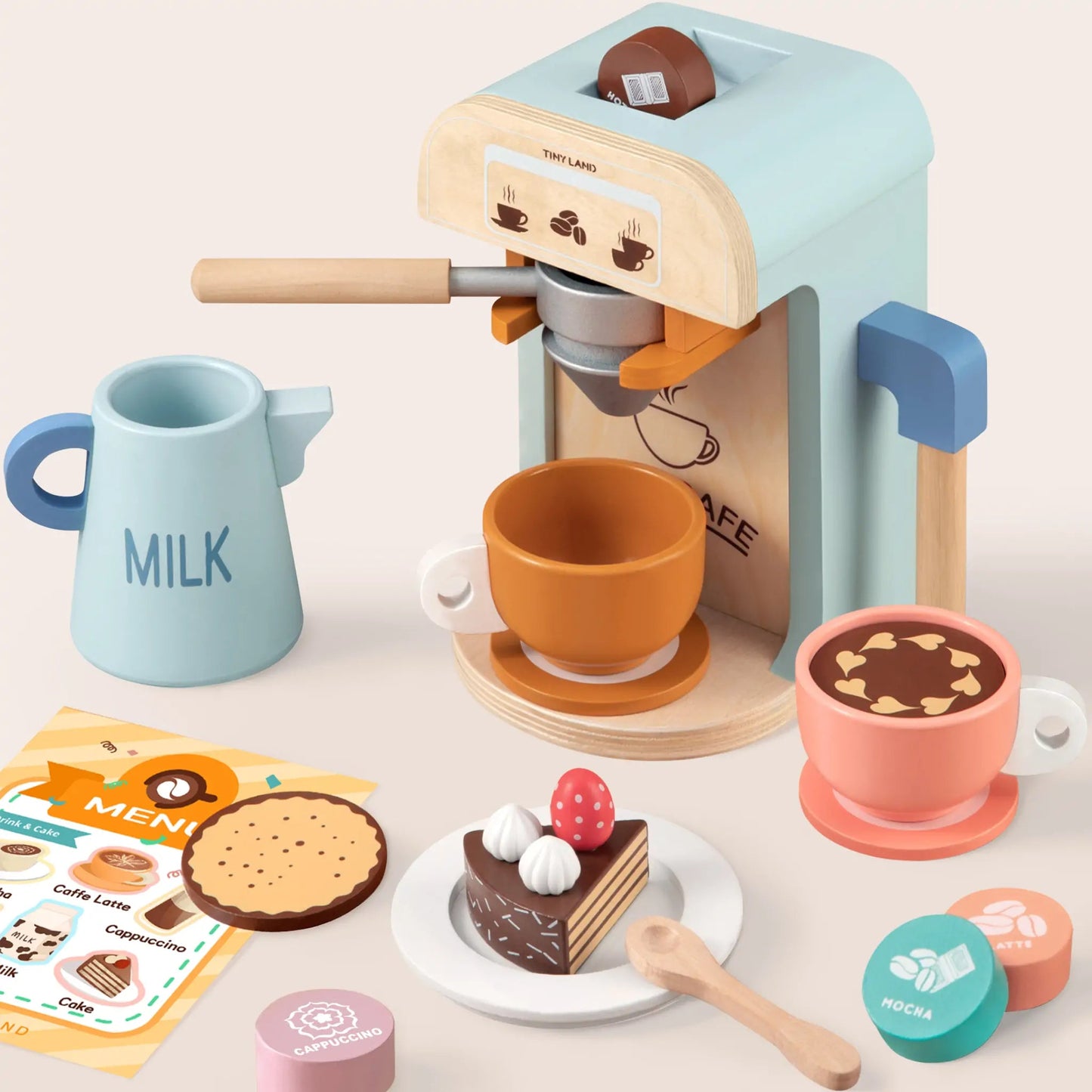 Tiny Land® Wooden Kids Play Coffee Maker Set - The Nurturing Nook