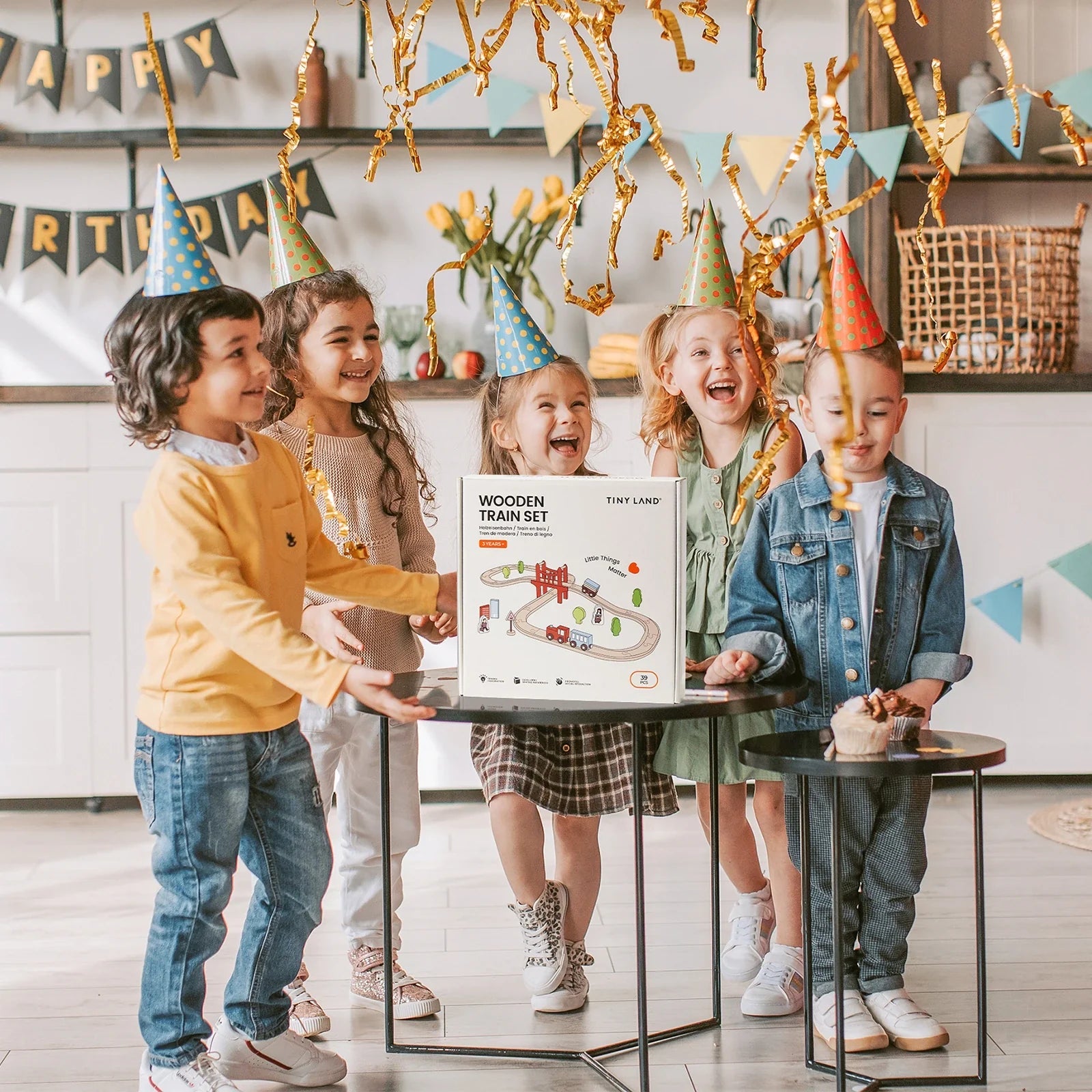 Tiny Land® Wooden Train Set for Children 39 Pcs - The Nurturing Nook