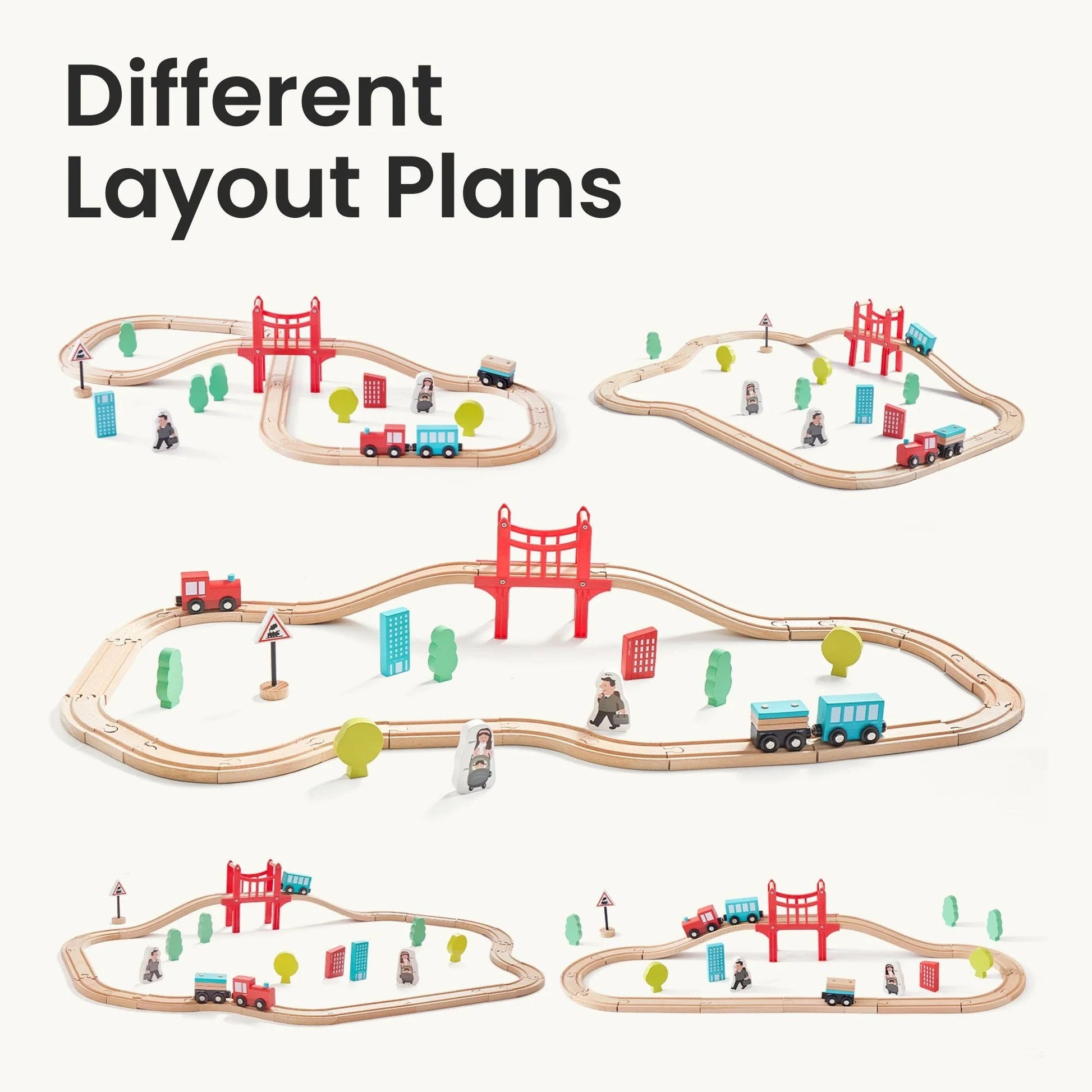 Tiny Land® Wooden Train Set for Children 39 Pcs - The Nurturing Nook