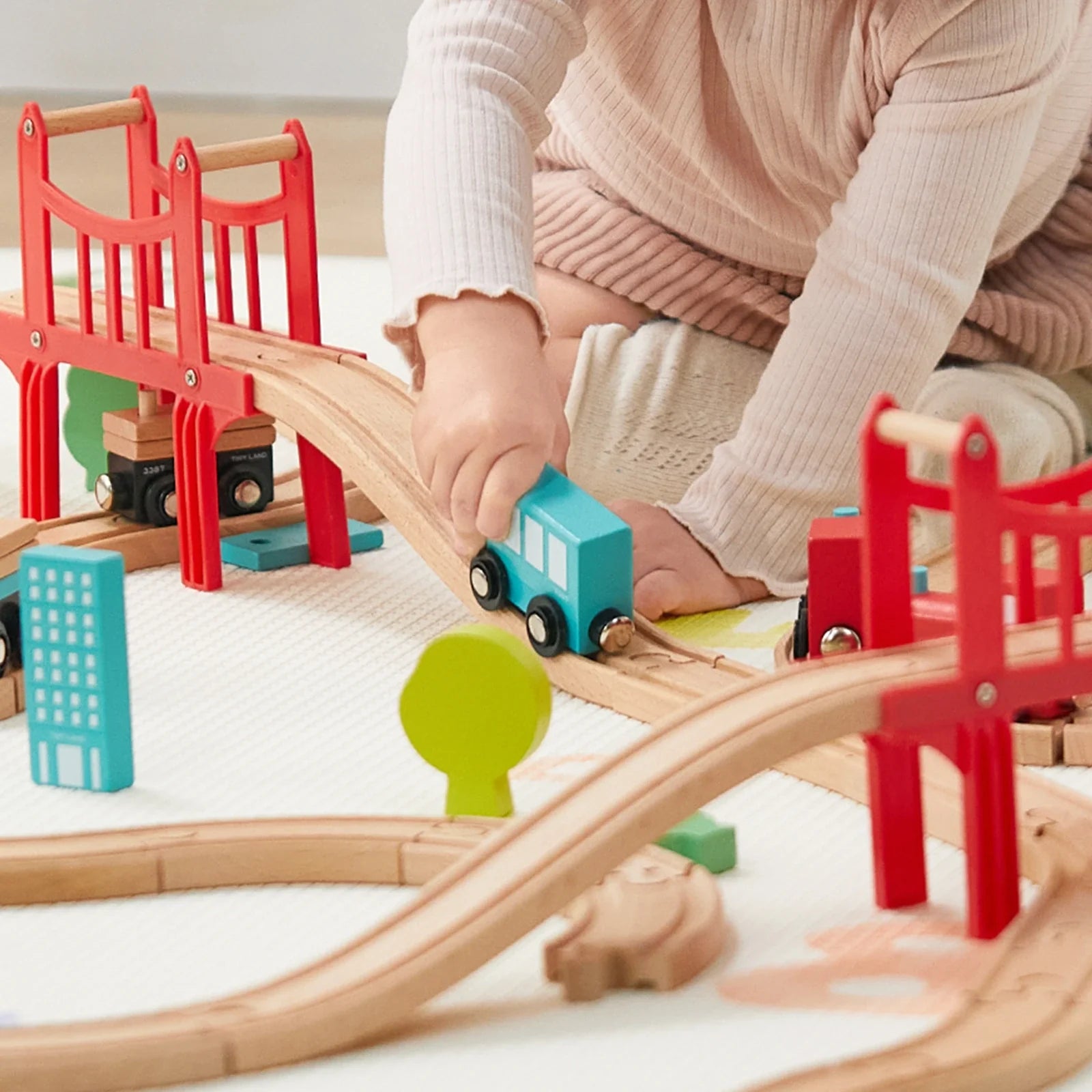 Tiny Land® Wooden Train Set for Children 39 Pcs - The Nurturing Nook