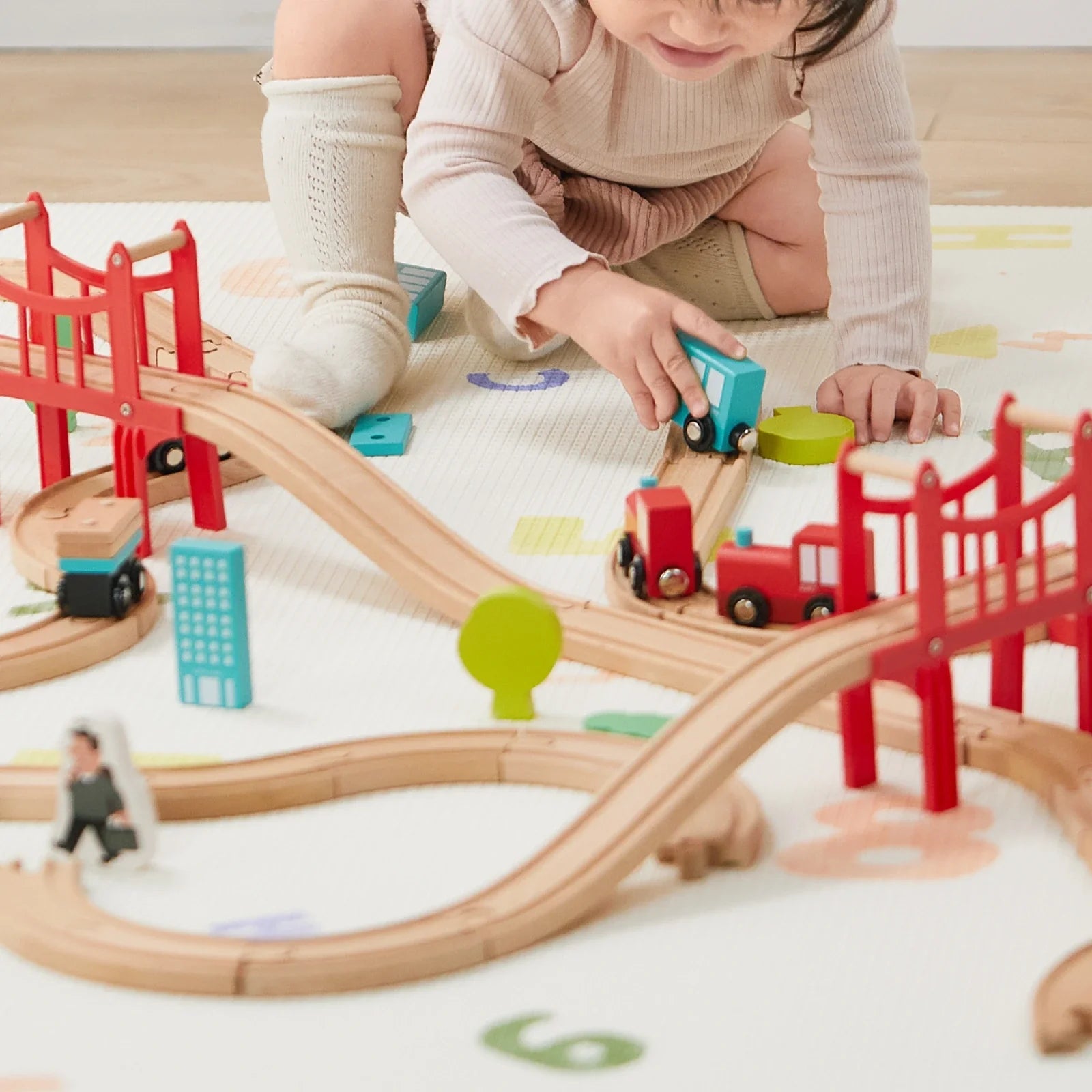Tiny Land® Wooden Train Set for Children 39 Pcs - The Nurturing Nook