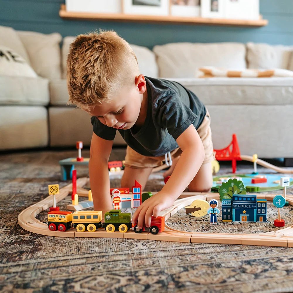Tiny Land® wooden train sets – 55pcs & 110pcs options - The Nurturing Nook