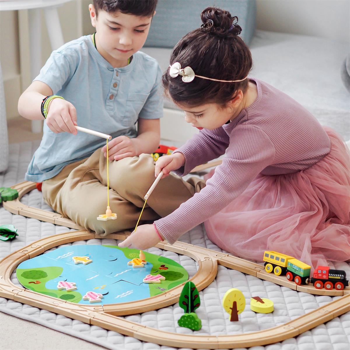 Tiny Land® wooden train sets – 55pcs & 110pcs options - The Nurturing Nook