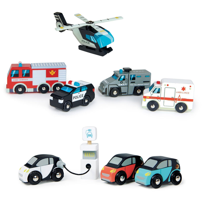Tender Leaf wooden emergency vehicle set for kids
