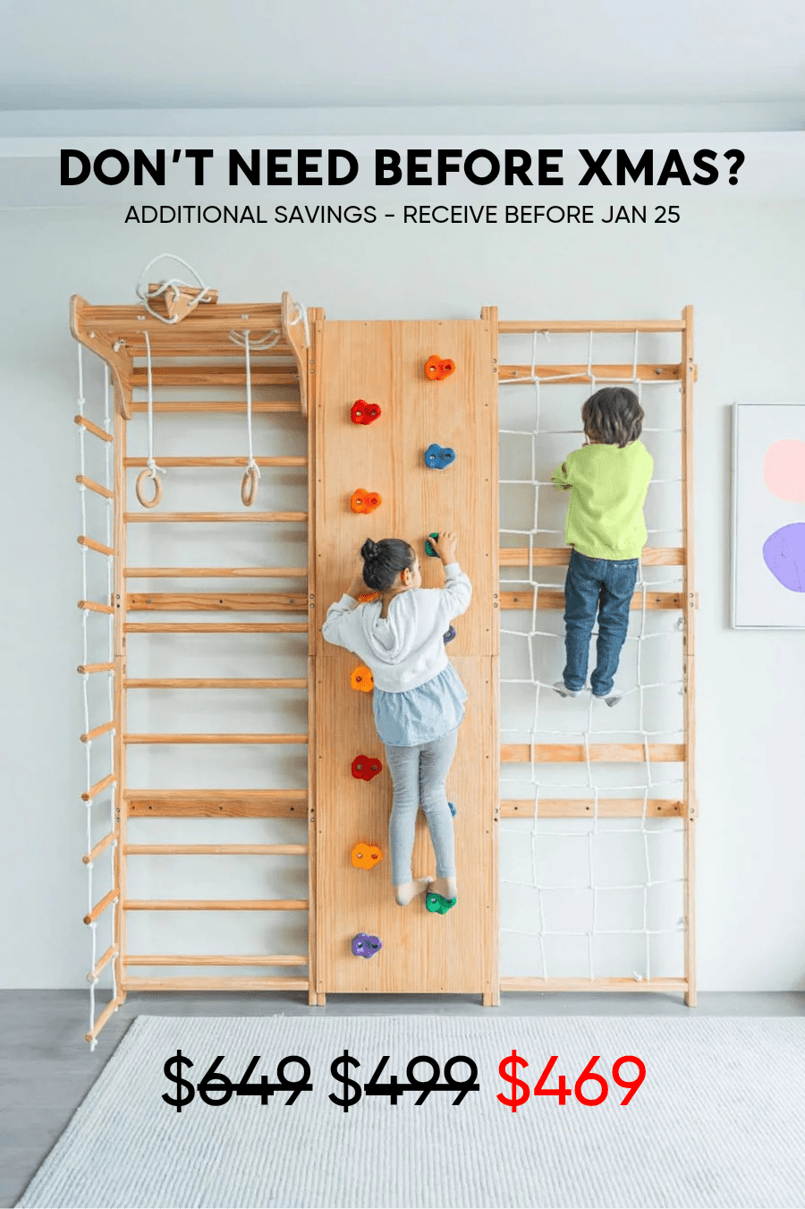 Walnut - 9 - in - 1 Swedish ladder wall gym and climber - The Nurturing Nook