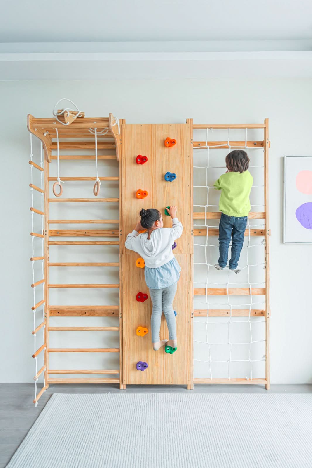 Walnut - 9 - in - 1 Swedish ladder wall gym and climber - The Nurturing Nook