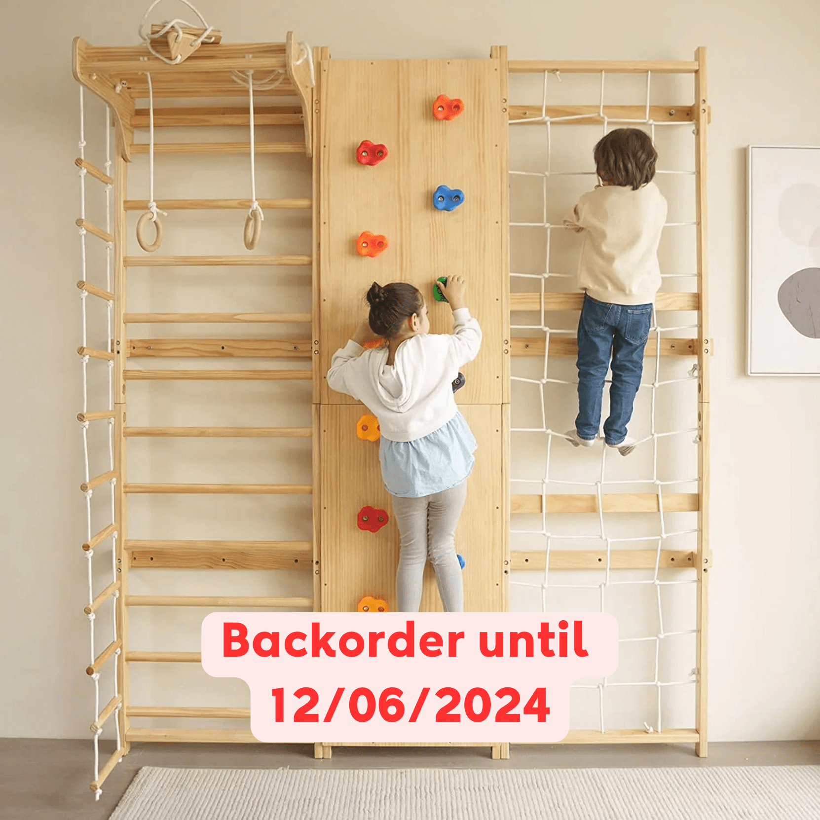 Walnut - 9 - in - 1 Swedish ladder wall gym and climber - The Nurturing Nook