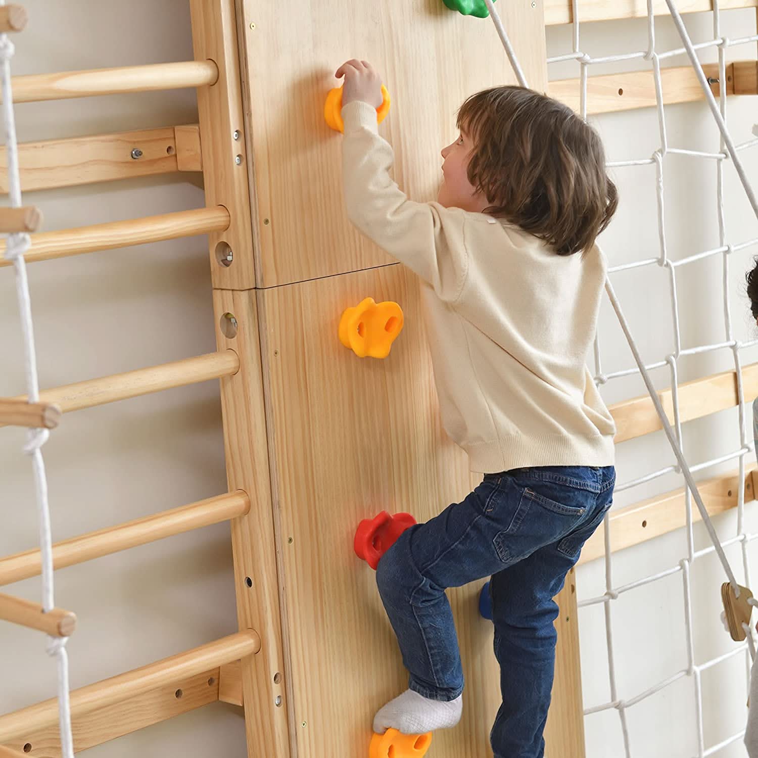 Walnut - 9 - in - 1 Swedish ladder wall gym and climber - The Nurturing Nook