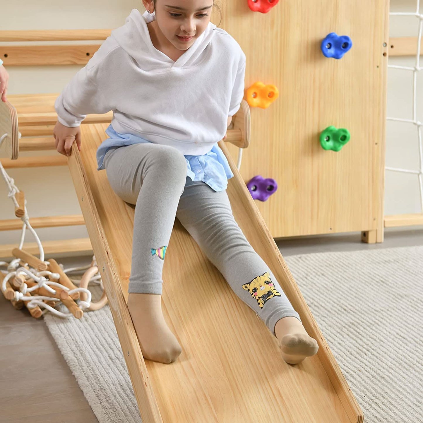 Walnut - 9 - in - 1 Swedish ladder wall gym and climber - The Nurturing Nook