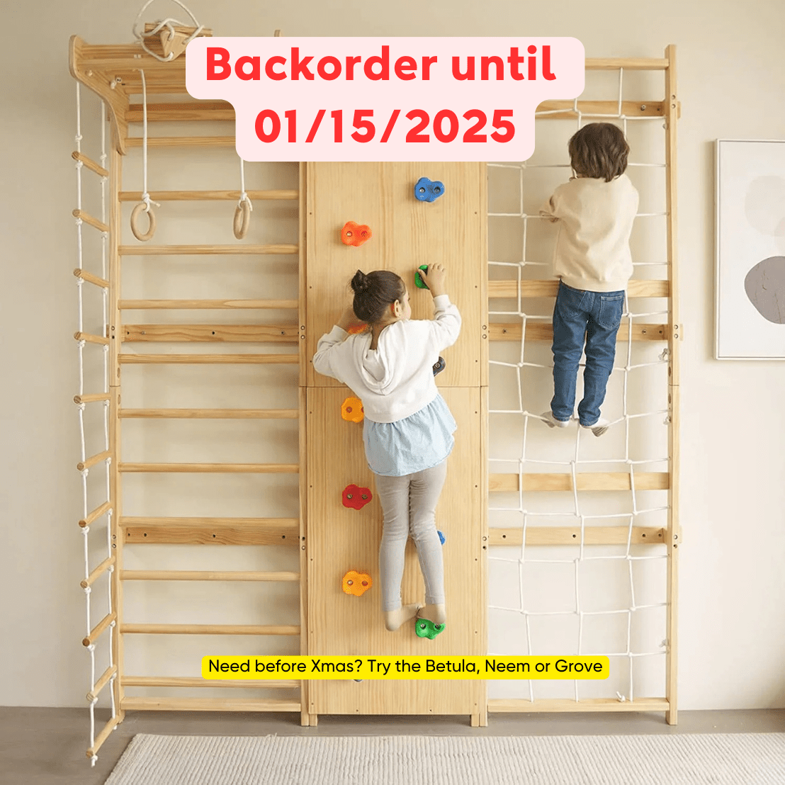 Walnut - 9 - in - 1 Swedish ladder wall gym and climber - The Nurturing Nook