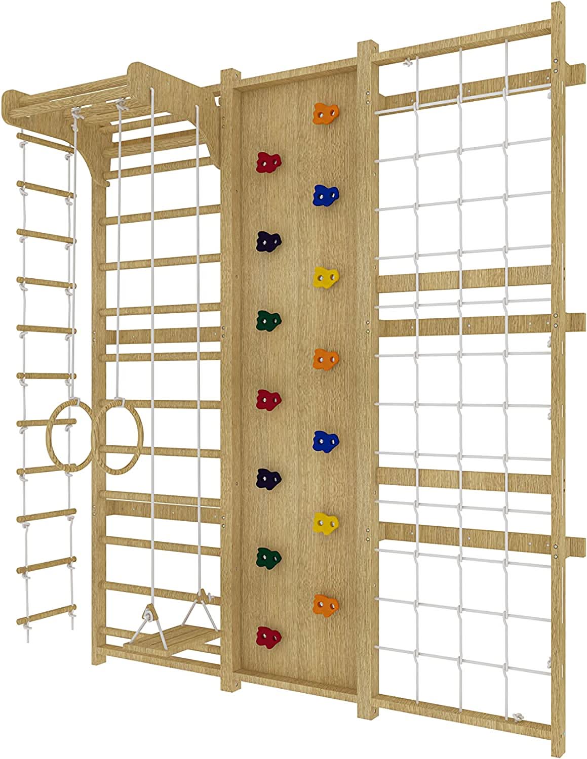 Walnut - 9 - in - 1 Swedish ladder wall gym and climber - The Nurturing Nook