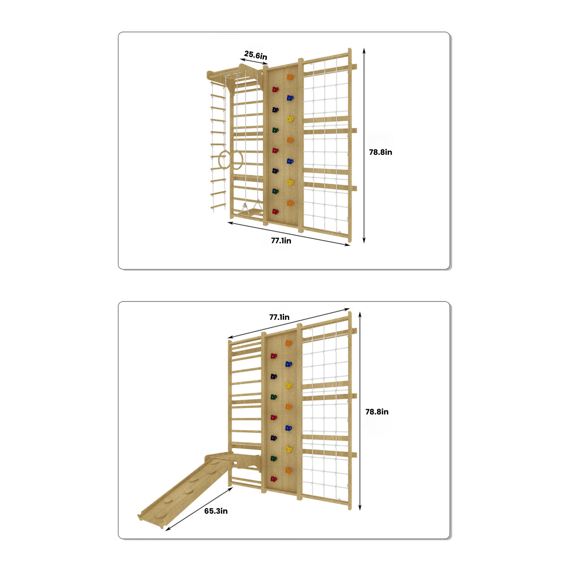 Walnut - 9 - in - 1 Swedish ladder wall gym and climber - The Nurturing Nook